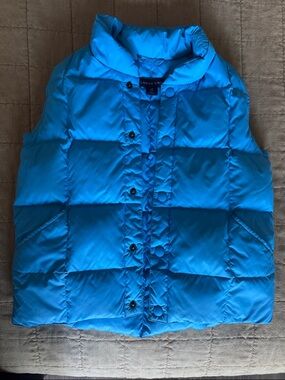 Kids Lands' End Bright Blue Quilted Goosedown Puffer Vest